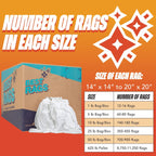 Arkwright W43 Cotton Tshirt Rags - 5 lb Box - Soft Lint Free Cloths for Cleaning, Streak & Scratch-Free, Professional Grade Wiping Towels for Polishing, Painting, and Staining, White