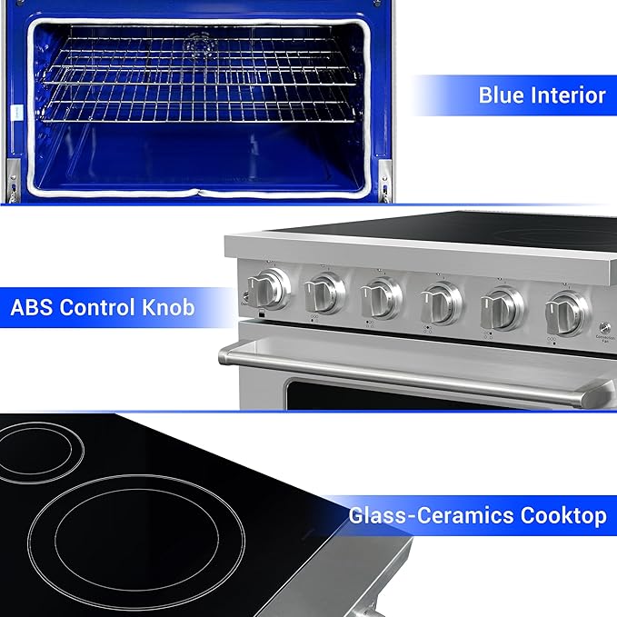 CT Copper Tailor 36 Inch Electric Range with Convection Oven,Freestanding Oven, 6.0 cu. ft. Capacity,in Stainless Steel