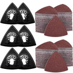 136Pcs Oscillating Tool Sanding Pad Kit, Contains 6Pcs Triangle Sanding Pads and 130Pcs Multitool Sandpaper, 60 80 100 120 240 Grits Oscillating Multi Tool Sandpaper Great for Wood&Plaster Polishing