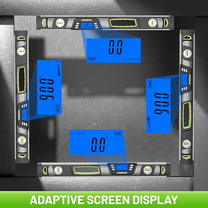 Huepar 48-Inch Digital Level, Professional Smart Precision Torpedo Level Tool, Bright LCD Display, Audible Alerts, Magnetic Bottom, IP54 Dust Water Resistant, with Carrying Case