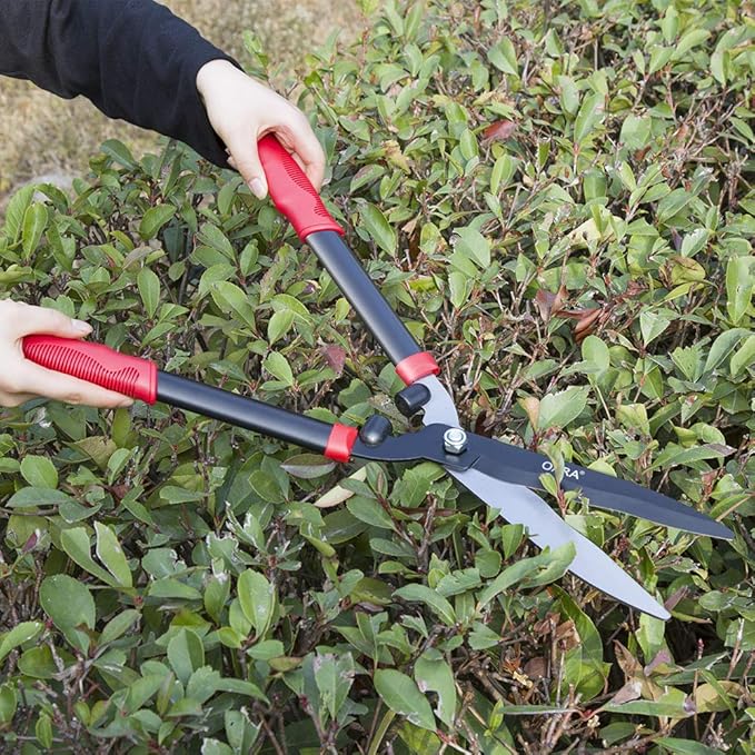 OARA Garden Hedge Shears forTrimming Borders, Boxwood, and Bushes, Hedge Clippers & Shears with Comfort Grip Handles,21 Inch Carbon Steel Bush Cutter