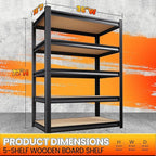 72" H*36'' Storage Shelves 2500lbs Garage Shelving, Adjustable Heavy Duty Garage Shelves, Easy to Install Metal Shelving Wood Shelving Unit, Storage Shelf for Basement Warehouse, 2 Pack