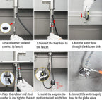 Single Handle Kitchen Faucet with Pull Down Sprayer Modern Stainless Steel Arc Kitchen Faucet Brushed Nickel, Commercial Kitchen Sink Faucet with Deck