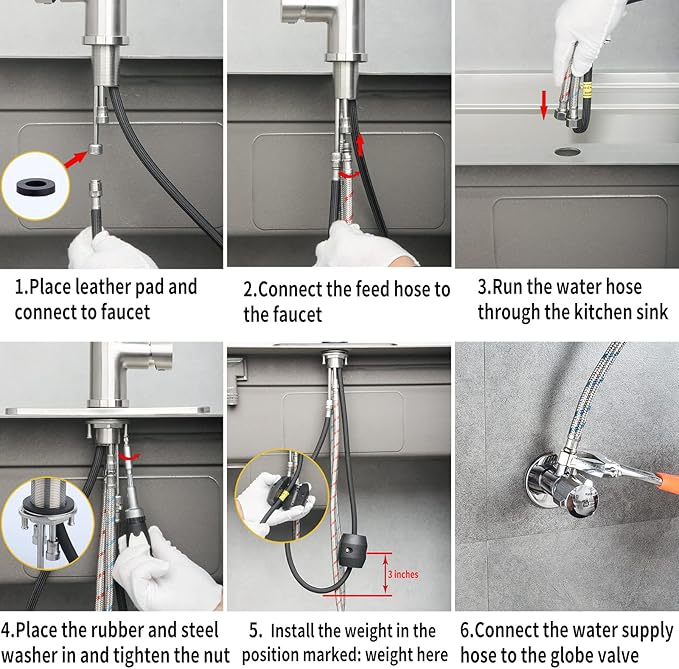Single Handle Kitchen Faucet with Pull Down Sprayer Modern Stainless Steel Arc Kitchen Faucet Brushed Nickel, Commercial Kitchen Sink Faucet with Deck