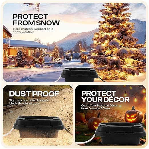 SockitBox – The Original Weatherproof Connection Box – Indoor & Outdoor Electrical Power Cord Enclosure for Timers, Extension Cables, Holiday Lights, Power Tools, Fountains & More – Size Small – Black