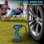 150PSI Tire Inflator Portable Air Compressor: Cordless Air Pump Compatible with Makita 18V Battery - Car Tire Pump with Digital Pressure Gauge & LED Light for Auto, Motorcycles(Bare Tool)