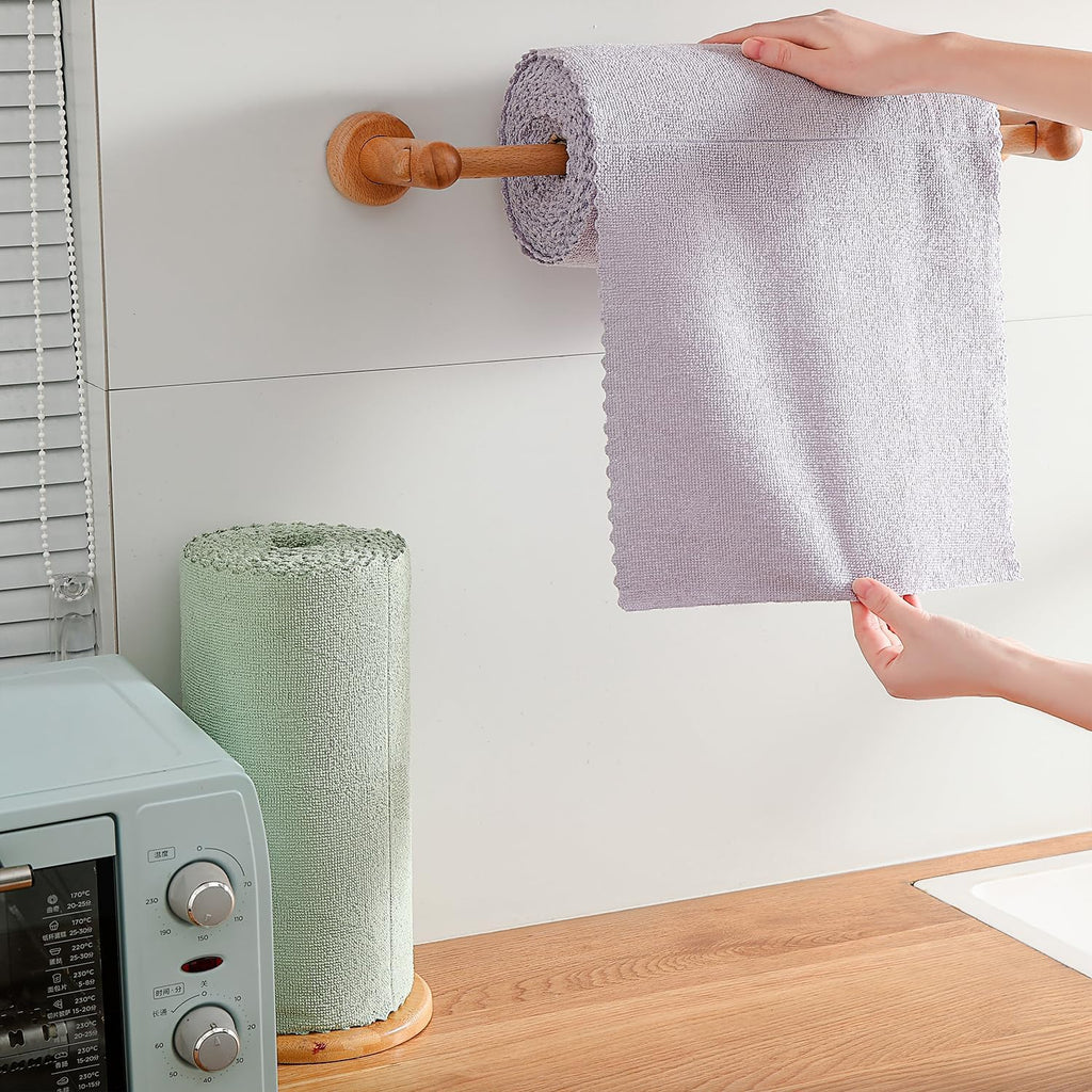 80 Pack Microfiber Cleaning Cloth Roll,Lint Free Rags & Tear Away Reusable Towels Washable Scratch,Ultra Absorbent Dish Rags(12" x 12") for Car Kitchen Home Garage-Light Purple