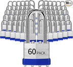 Padlocks Keyed Alike, Pack of 60, Laminated Steel Keyed Lock (1-9/16", 40mm), Padlocks with Same Key, Long Shackle, for Toolbox, Locker & StorageUnit or More