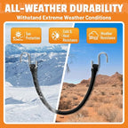 31" Rubber Bungee Cords with Hooks, 100% EPDM Bungee Cord with 150% Max Stretch, Heavy Duty Bungee Straps for Securing Tarps, Canvases, Cargo, Motorcycle, Weatherproof, Pack of 20