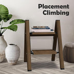 Taranta 2 Step Ladder,Aluminum Lightweight Folding 2 Step Stool with Anti-Slip Wide Pedal,330lbs Capacity Step Ladder for Household,Kitchen,Office - Walnut