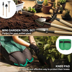 Bluemars Gardening Hand Tool Kit 14PCS Heavy Duty Stainless Steel Garden Tool Set with Floral Garden Tote -Outdoor Gardening Transplanting Gifts for Woman