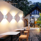 2 Pack Outdoor Wall Lights Exterior/Interior Wall Sconces Up and Down Lights IP65 Waterproof G9 Base Socket Modern Outdoor Lighting Square Aluminum White 3000K Warm Lights, Adjustable Light Angle