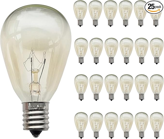Rolay 11W Outdoor String Light Bulbs, E17 Incandescent Replacement Bulbs for Outdoor Patio String Lights, Pack of 25 (Clear)