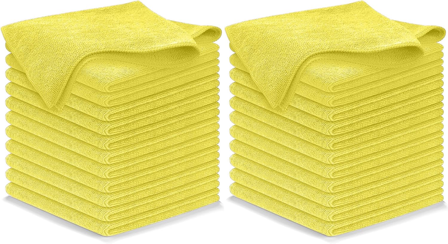 USANOOKS Microfiber Cleaning Cloth Yellow - 24 Pcs 12.5"x12.5" - High Performance - 1200 Washes, Ultra Absorbent Towels Weave Grime & Liquid for Streak-Free Mirror Shine - Car Washing Cloth
