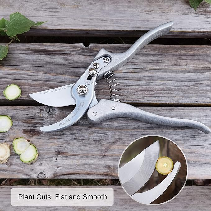 TONMA Pruning Shears for Gardening [Made in Japan] 8 Inch Bypass Garden Scissors Secateurs, Premium Japanese Gardening Tools Hand Pruner Clippers with Ergonomic Handle