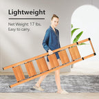 GameGem 6 Step Ladder for 12ft High Ceiling, Lightweight Aluminum Folding Step Stool with Convenient Handgrip, Stepladders with Anti-Slip and Wide Pedal for Home and Kitchen Use - Woodgrain (300 lbs)