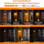 2 Packs Motion Sensor Outdoor Sconce - Advanced Dusk to Dawn Outdoor Lighting, Retro Motion Sensor Porch Light Fixtures, Black Waterproof Exterior Lantern Wall Mount for Garage, Outside, Anti-Rust