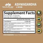 Organic Ashwagandha 2,100 mg - 100 Veggie Capsules Pure Organic Ashwagandha Powder and Root Extract - Stress Relief, Mood Enhancer