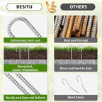 12 Inch Ground Stakes Heavy Duty J Hook 60-Pack Metal Spikes Galvanized Ground Hooks Anchors Rebar Ground Stakes for Fence Tent Gazbo Bounce House and Outdoor Decorations Inflatables