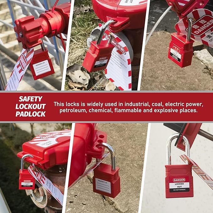 Lockout Tagout Locks - 5 Pack Red Loto Locks, Keyed Differ Padlock OSHA Compliant Lock Out Tag Out Lock Safety Padlocks for Electrical Lockout Tag Out Kits
