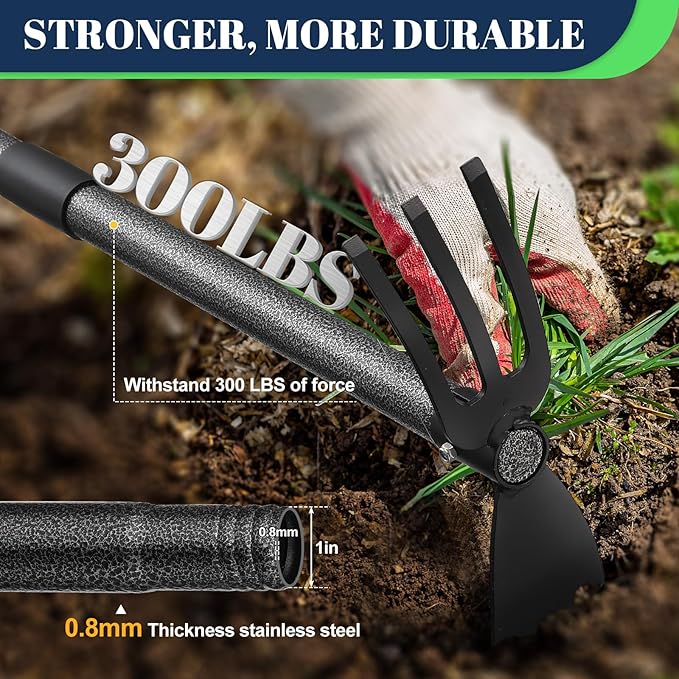 Multi-Purpose Garden Hoe Tool – Heavy Duty Adjustable (16"-30") with Ergonomic Handle, Anti-Rust Coated Steel, for Weeding, Digging, Cultivating – Lawn, Farm, Outdoor Use