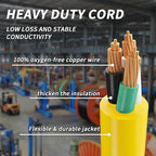 25 FT 12/3 Gauge Outdoor Extension Cord with Multiple Outlets Light Indicator, Flexible 3 Outlet Weatherproof Heavy Duty Extension Cord Waterproof Yellow, 15A 1875W 12AWG SJTW, ETL Listed