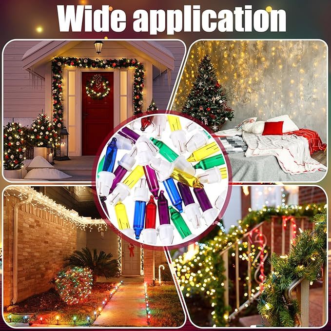 Mudder 60Count 2.5V Christmas 50/100/150/200 Count Mini Incandescent Wire Replacement Bulbs Indoor/Outdoor Christmas Lights Decor for Home Xmas Tree (White Base with Fresh Bulb)