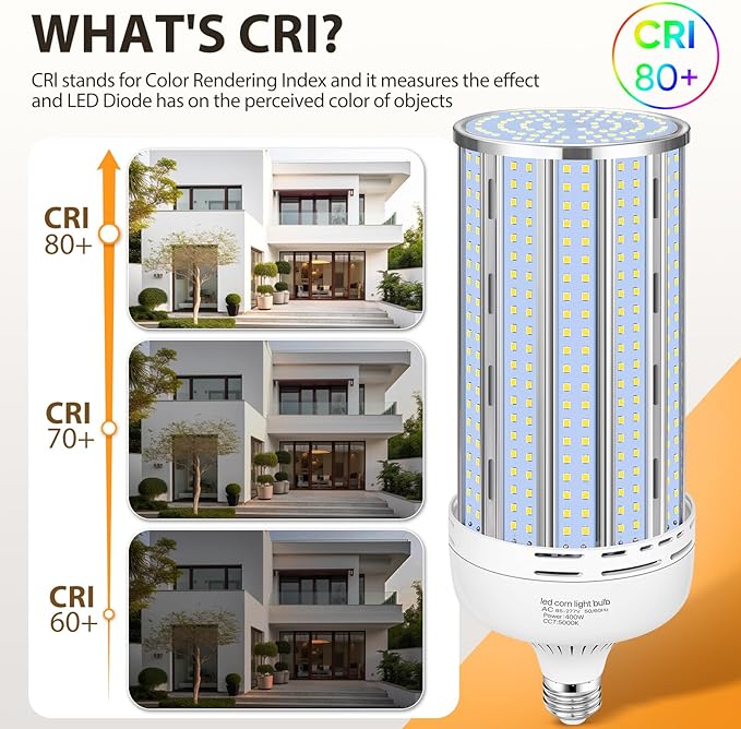 2 Pack 400W Corn LED Light Bulb Fanless,5000K Daylight(Eqv.1,200w Mh/Hps/Hid) Non-Dimmable E26/E39 Large Mogul Base LED Cob Lamp 57,000LM for Garage Warehouse Factory Workshop Street Backyard