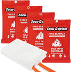 SecuCaptain Emergency Fire Blanket for Home and Kitchen - 4 Pack 40"x40" Flame Suppression Fiberglass Fire Blankets for House Camping Car Office Warehouse Survival Safety