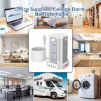 Power Strip Surge Protector, 10 Ft Extension Cord with 12 AC Multiple Outlets 4 USB (1 USB C), SMALLRT Power Tower Desktop Charging Station (White, 16.4 FT)