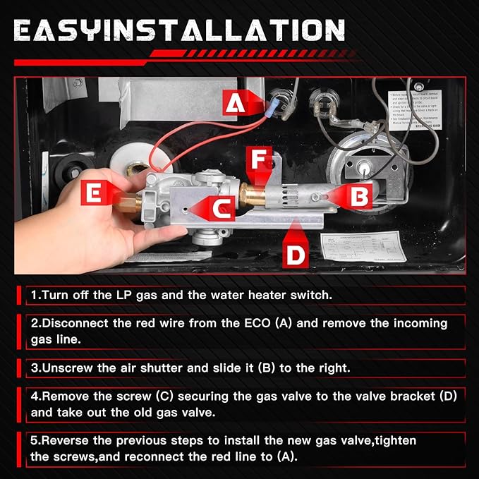 GC10A-4E 92089 RV Water Heater Gas Valve Replaces Atwood/Dometic 10 Gallon Water Heaters G10-1E G10-3E GC10-1E GC10A-2E GC10A-3E GCH10A-3E G10-2E GC10-2E GC10A-4E OEM #93844 93870 92078 93321 93869