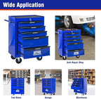 5 Drawers Rolling Tool Box on Wheels, Multifunctional Tool Chest Cabinet with Lock, Drawers Rolling Tool Cart Trolley Organizer Tool Storage Case for Warehouse,Garage,Workshop (Blue)