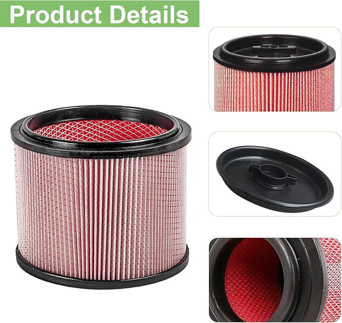 2 Pack Vacmaster Filter Replacement Compatible with Vacmaster VF408, VF410P, Wet/Dry Vac Beast VFB511B 0201 and Cleva Industrial VF408B, for Jobsite and Floor Vacs, for Vacmaster Attachments