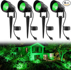 Halloween Green Landscape Spotlights, 14 LED Landscape Lighting with US Plug, IP65 Waterproof Outdoor for Tree Yard Garden Pathway Christmas Decor, 4 Pack