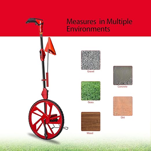 Distance Measuring Wheel in Feet, JIZHGRAD Measure Wheel with 10 Marking Flags and Added Flags Holder, 12.5”Diameter Wheel, Collapsible with One key to Zero, Measurement Wheel with Canvas Carrying Bag