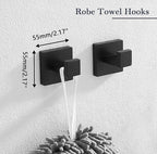 Bathroom Accessories Towel Bar Set: 10 Pieces Matte Black Bathroom Hardware Square SUS304 Stainless Steel - Wall Mounted Towel Rack&Toilet Paper Holder&Towel Ring and Towel Hook