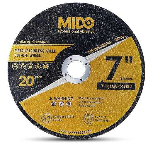 20 Pack Cut Off Wheels 7 Inch Cutting Wheel 7”x1/16”x7/8” Metal&Stainless Steel Cutting Disc Fit for Angle Grinder