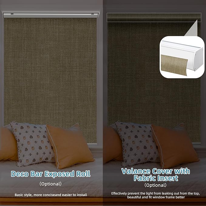 SmartWings Motorized Smart Blinds with Remote, Custom Automatic 100% Blackout Roller Shade Compatible with Alexa/Homekit/Google, Electric Smart Blinds for Indoor Windows, Vigor Wheat
