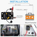 E9 3/8" Studs 200 Amp Circuit Breaker with Manual Reset | UL Certified | 12V - 48V DC Waterproof IP67 for Car Audio 200A Switchable Surface Mount