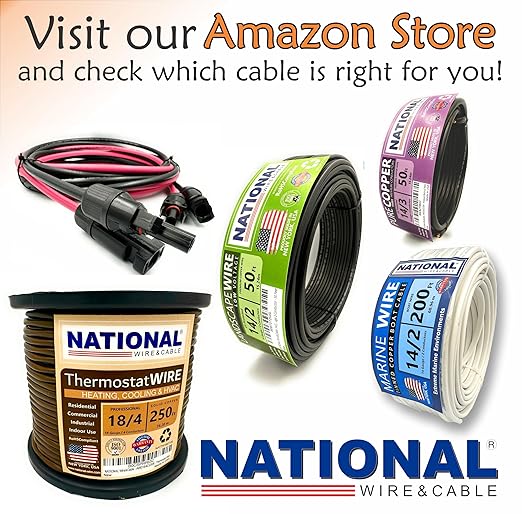 National Wire&Cable - 16/2 Tinned Copper Professional Wire (500 Feet) 16 AWG Gauge Stranded PVC Cord - 2 Conductor Electrical Wire - Made in USA - CL Rated/ETL Listed - LED Light, Low Voltage Cable