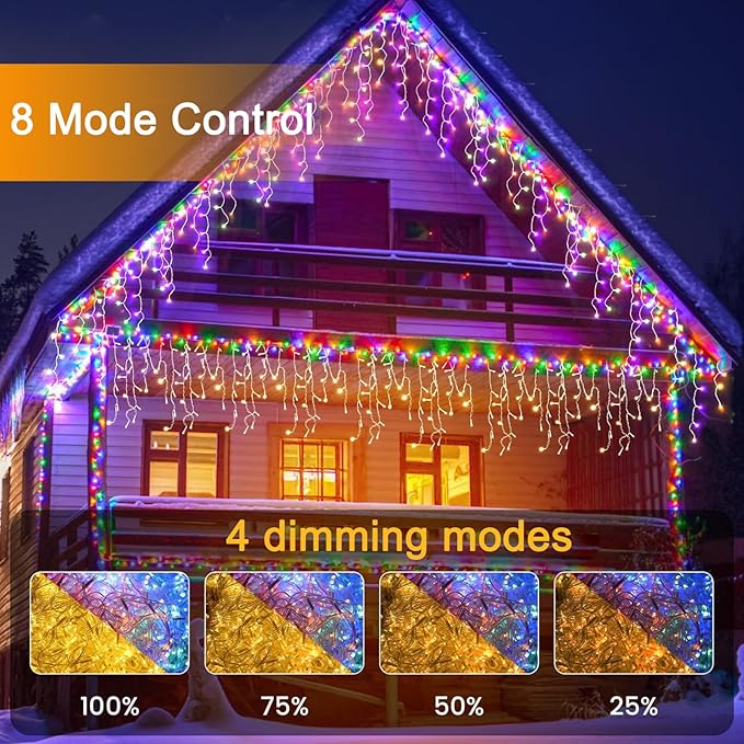 Christmas String Lights Outdoor - 99Ft/30M 1280 LED 8 Modes with Remote Control and App Waterproof Christmas Lights for Patio Yard Garden Wedding Party-Warm White to Multicolor