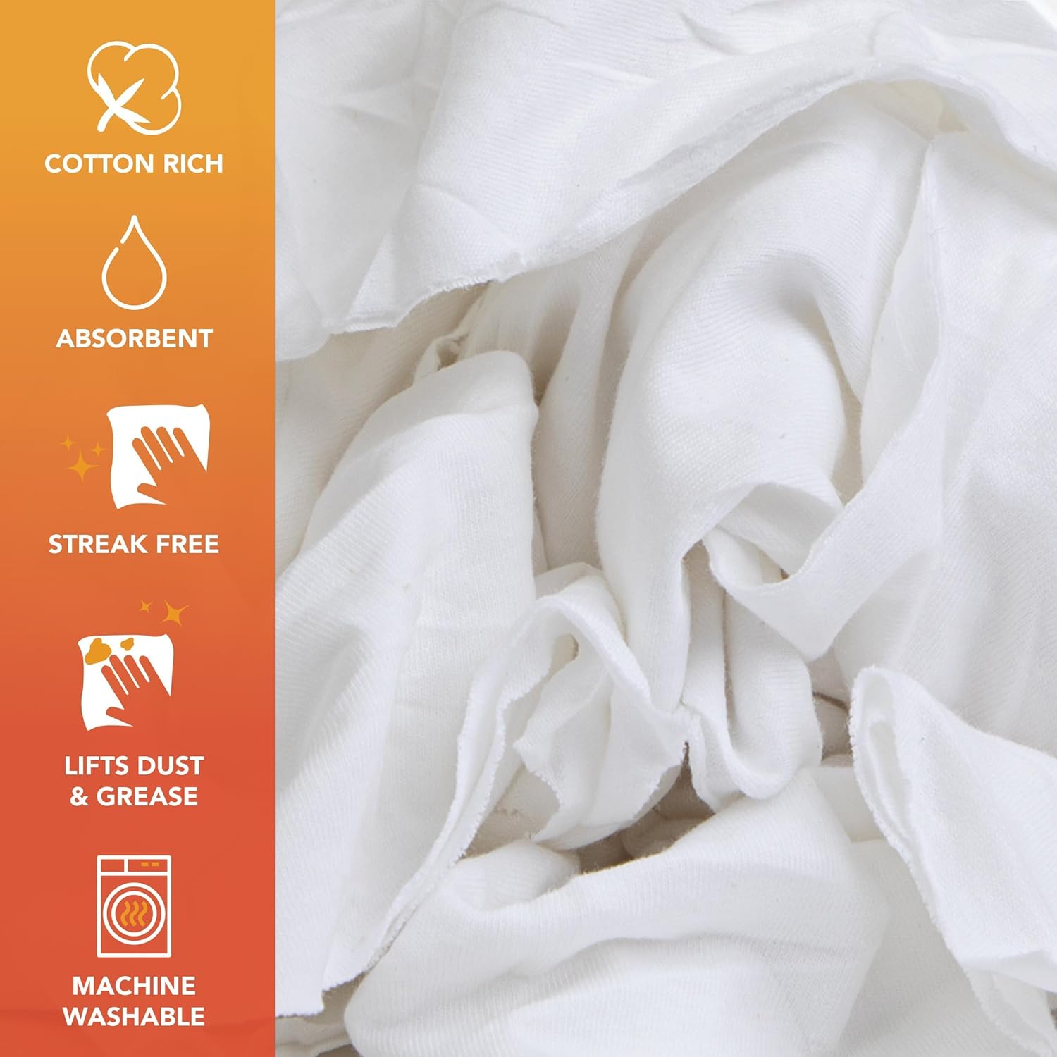 Arkwright W43 Cotton Tshirt Rags - 25 lb Box - Soft Lint Free Cloths for Cleaning, Streak & Scratch-Free, Professional Grade Bulk Wiping Towels for Polishing, Painting, and Staining, White