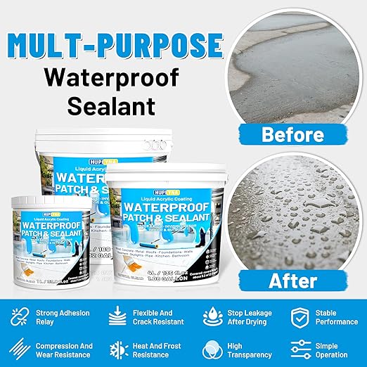 Liquid Waterproof Sealant, Transparent Waterproof Coating Repairing Anti-Leakage Agent, Invisible Water Proof Glue Indoor and Outdoor Water-Based Waterproofing Adhesive 5L