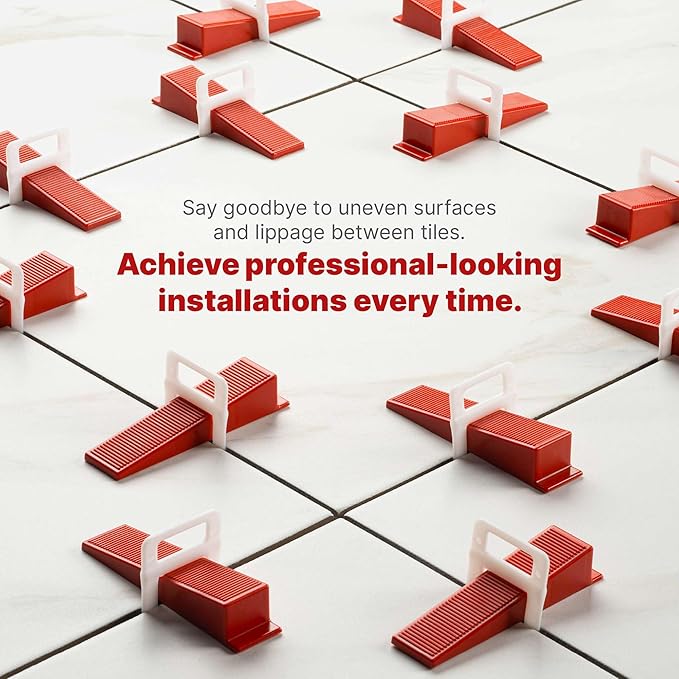 1401 Pcs Tile Leveling System with 1/8" (3mm) Tile Spacers, Tile Wedges and Tile Leveling Clips - Saves Time for Perfect and Precise DIY Installation of Ceramic Tiles - With Leveler Tool (Pliers)