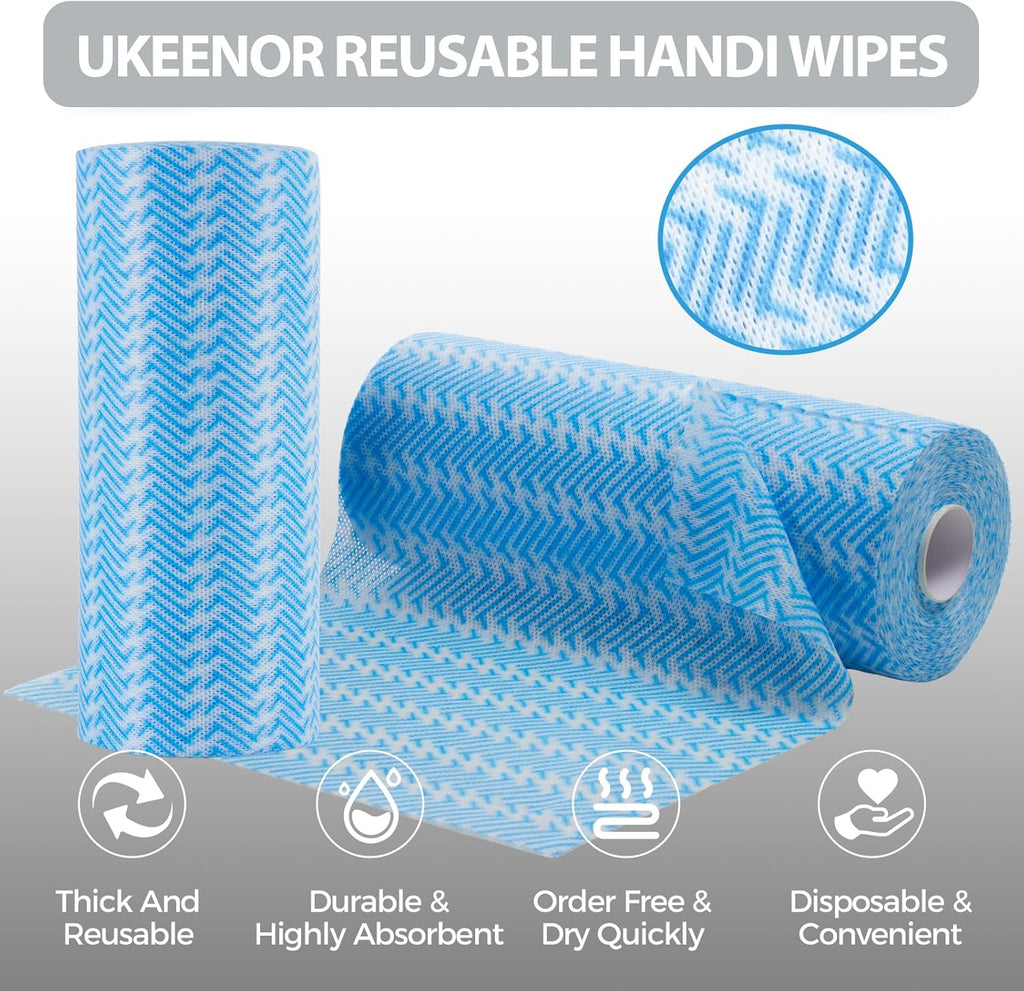 Disposable Cleaning Cloths Dry Handi Wipes Reusable Dish Cloths Multi Use Reusable Cleaning Towels,Machine Washable J cloth,Heavy Duty Handy Wipes 9.8" X 11.8" 100 Count Per Roll