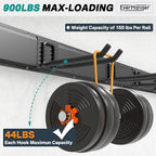 EVERHANGER Garage Tool Storage Organizer, Wall Mount Garden Tool Rack Organization, Heavy Duty Folding Chair Hangers with 12 Adjustable Hooks, Max Load 900lb, 96inch