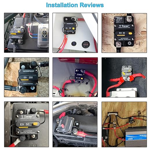 E9 60 Amp Circuit Breaker 12V - 72V DC with Manual Reset | UL Certified Waterproof IP67 | Surface Mount 60A Switch Button with LED Indication
