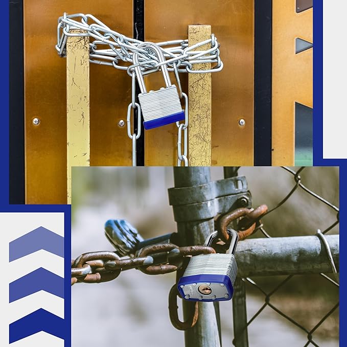 Lock Outdoor Padlocks, Laminated keyed Padlock, 1-9/16 in Wide Body, Padlock Set with Keys (1Pack)