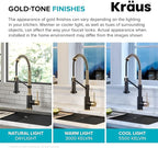 KRAUS Bolden Commercial Style 2-Function Single Handle Pull Down Kitchen Faucet in Brushed Brass/Matte Black, KPF-1610BBMB