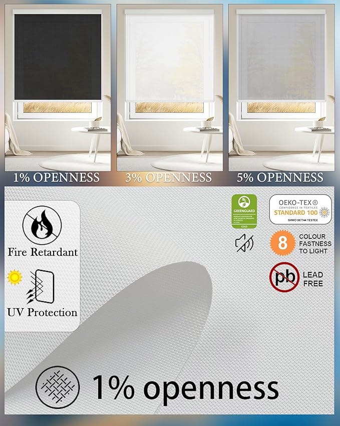 Motorized Blinds with Remote Cordless Automatic Motorized Shades Custom Blinds for Windows Smart Curtains Compatible with Alexa Google Home(Solar White,W24 x H72in)